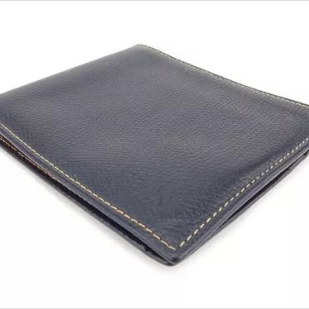 Celine Wallet Purse Bifold Navy Orange leather Mens Authentic Used - Picture 4 of 8